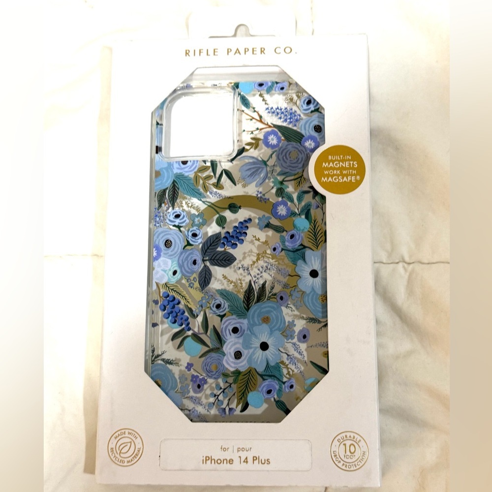 Rifle Paper Co. iPhone 14 Plus Case with Blue Floral Design New